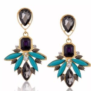 🆕 Blue Violet Statement Chandelier Fashion Earrings